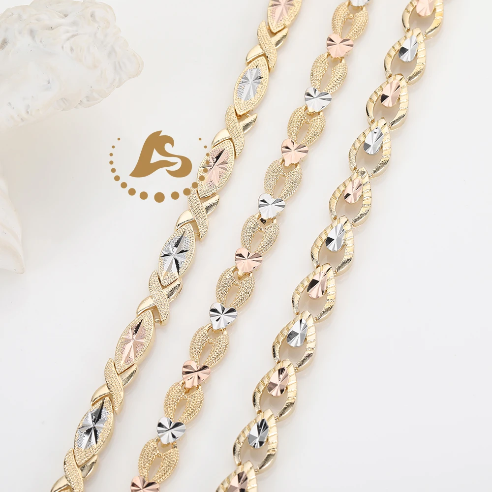 2022 Hot Selling 18k Gold PLATED Basic Bracelet Simple Creative Hollow Tricolor Gold Curbchain Links Bracelet for Men Women
2022 Hot Selling 18k Gold PLATED Basic Bracelet Simple Creative Hollow Tricolor Gold Curbchain Links Bracelet for Men Women