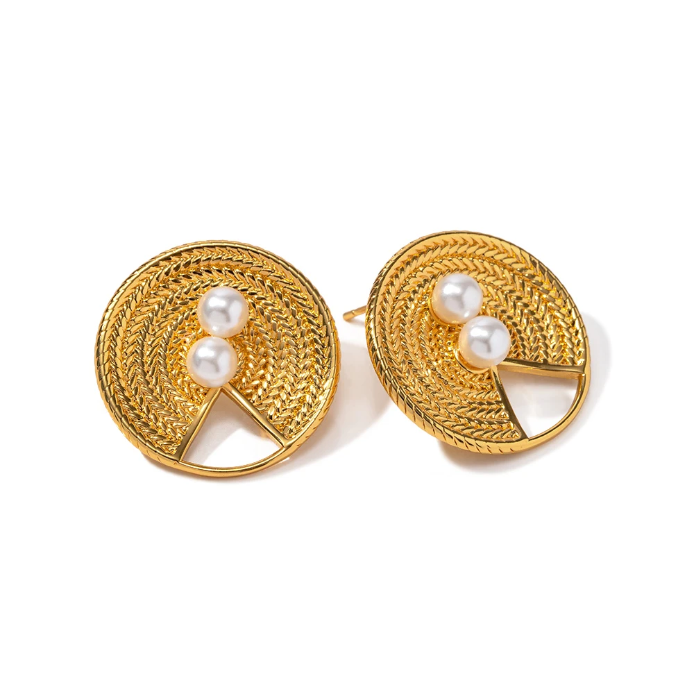 Ins Popular 18K Gold Plated Pearl Inlaid Little Straw Hat Shaped Brass Earring for Women
Ins Popular 18K Gold Plated Pearl Inlaid Little Straw Hat Shaped Brass Earring for Women