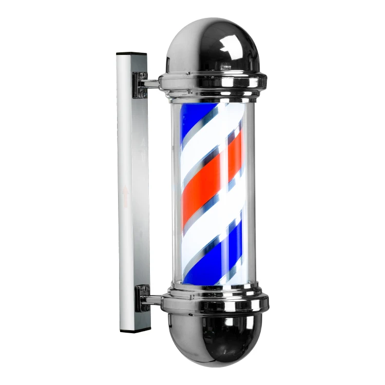 

Rotating Waterproof Barber Shop Pole Spinning Hair Salon Open Sign Outdoor Retro Illuminating Barbershop Pole, Customized
