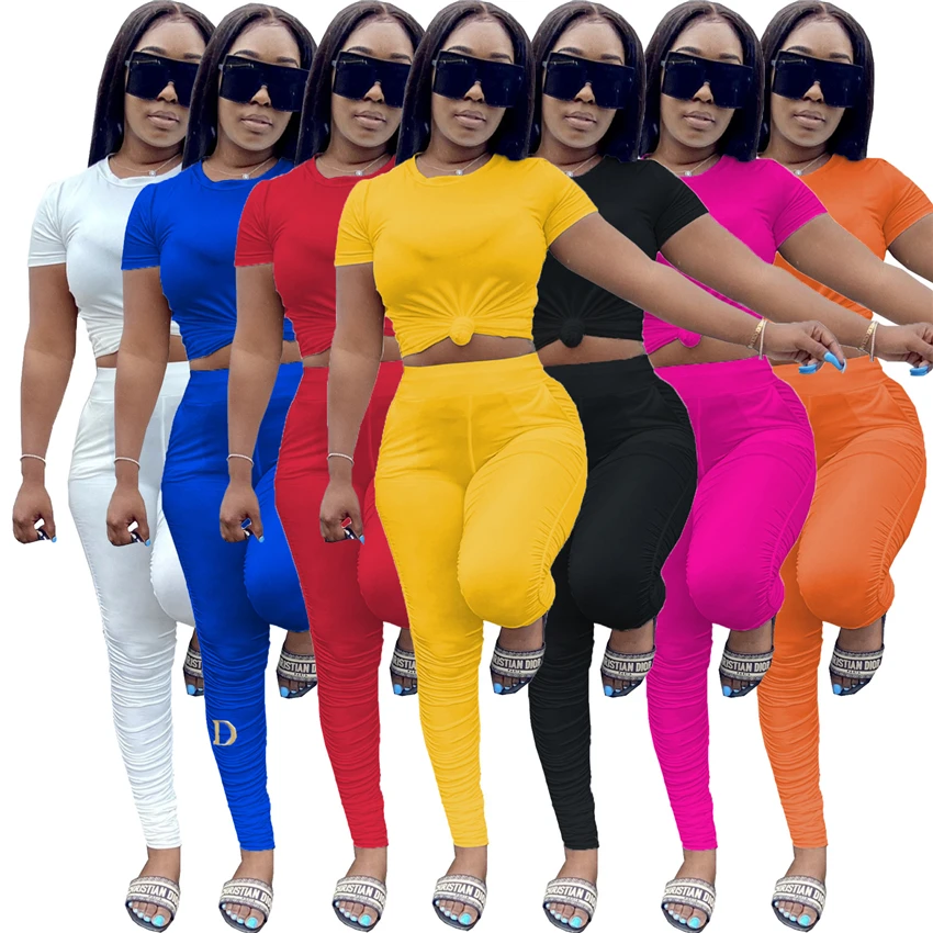 Wholesale fashion spring and summer new women's street versatile T-shirt solid pleated home short sleeve pants two piece set, Custom choose
Wholesale fashion spring and summer new women's street versatile T-shirt solid pleated home short sleeve pants two piece set, Custom choose