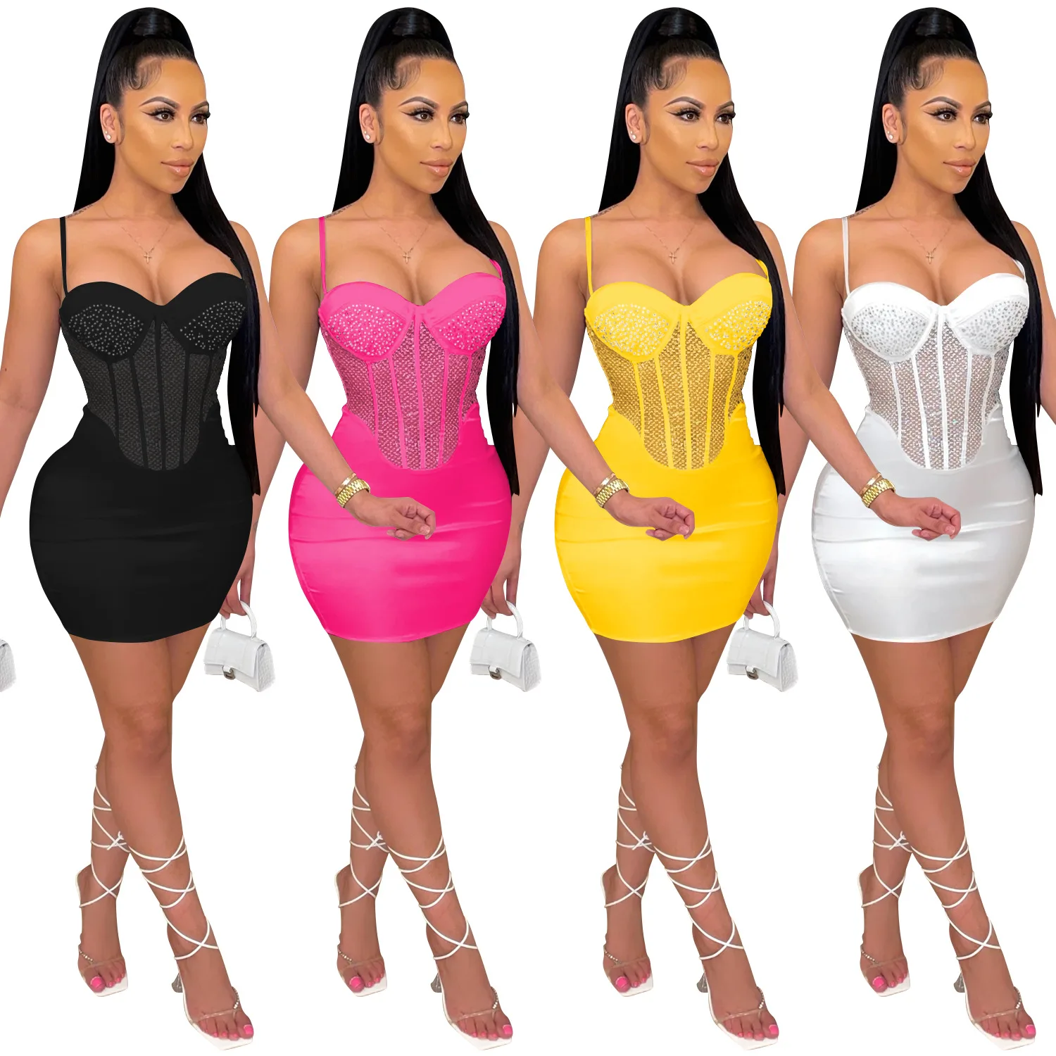 2021 R07054 - Fashion Mesh Strapless Rhinestones Slip Sleeveless Bodycon Women Dress
2021 R07054 - Fashion Mesh Strapless Rhinestones Slip Sleeveless Bodycon Women Dress