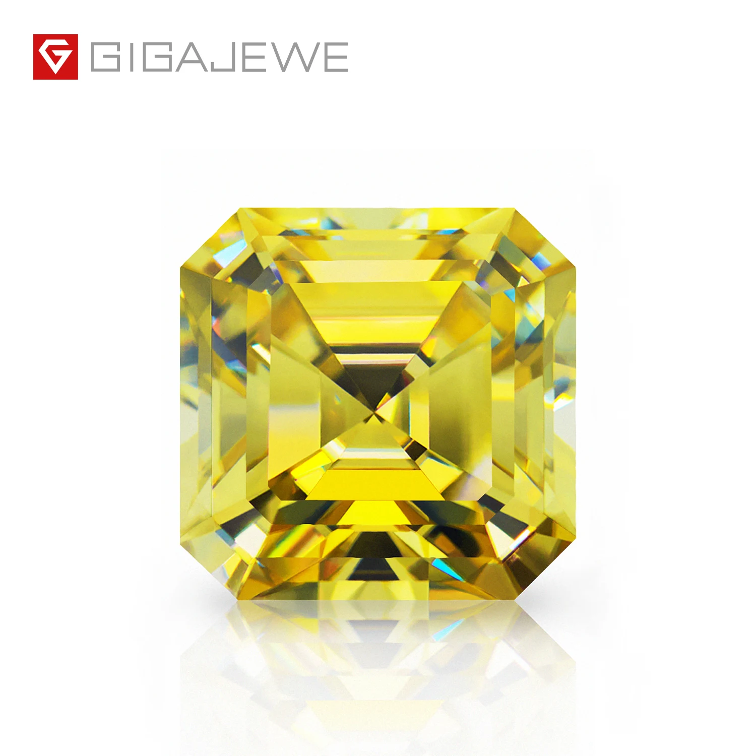 

GIGAJEWE Fancy Synthetic Lab Grown Moissanite diamond Vivid Yellow color Asscher Cut Loose Gemstone for Jewelry making