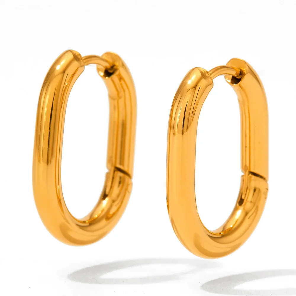 Minimalist Oval Metal Geometric Hollow Hoop Earrings 18k Gold Plated 316 Stainless Steel Waterproof Jewelry
Minimalist Oval Metal Geometric Hollow Hoop Earrings 18k Gold Plated 316 Stainless Steel Waterproof Jewelry