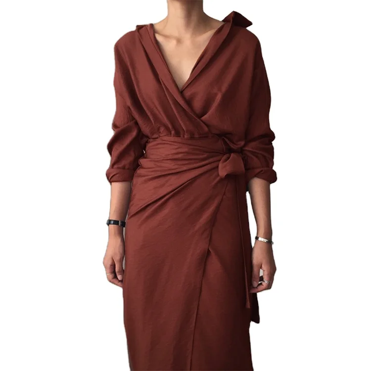 Irregular hot sale tie waist v neck long sleeves casual shirt dress women midi dresses, Beige,navy,red
Irregular hot sale tie waist v neck long sleeves casual shirt dress women midi dresses, Beige,navy,red