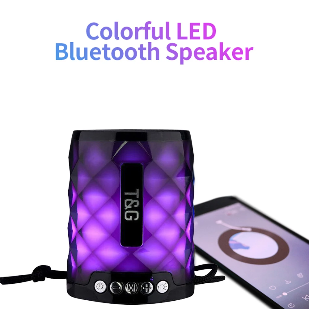 2019 Newest TG 155 Mini Bluetooth Speaker with LED Light Wireless Portable Loud Speaker Support Handsfree Call TF Card USB Disk - ANKUX.COM