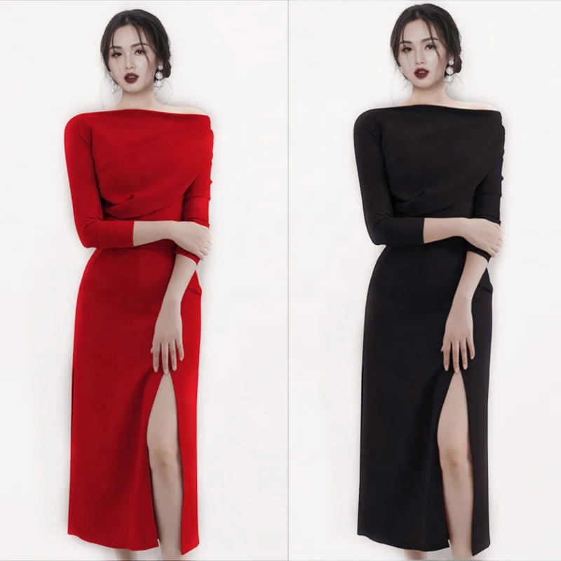 Fall Black Long Two pieces Sets Womens Formal Party Sleeves Gowns Evening Bodycon Maxi Dress, Customized color 
Fall Black Long Two pieces Sets Womens Formal Party Sleeves Gowns Evening Bodycon Maxi Dress, Customized color