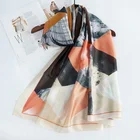 Silk Scarf Custom Design Printing Silk Scarf Beach Shawl Fashion Women Long Silk Scarf