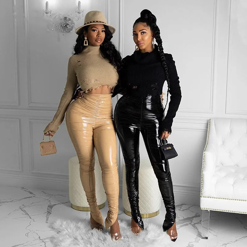 Women 2020 Pants Waisted Warm Pant For Winter Women Leather Pu Black Pants Straight, Customized color
Women 2020 Pants Waisted Warm Pant For Winter Women Leather Pu Black Pants Straight, Customized color