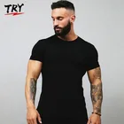 TRY Mens custom t shirt Tight-fitting muscle Men's Everyday Cotton Blend Short Sleeve men's t-shirts