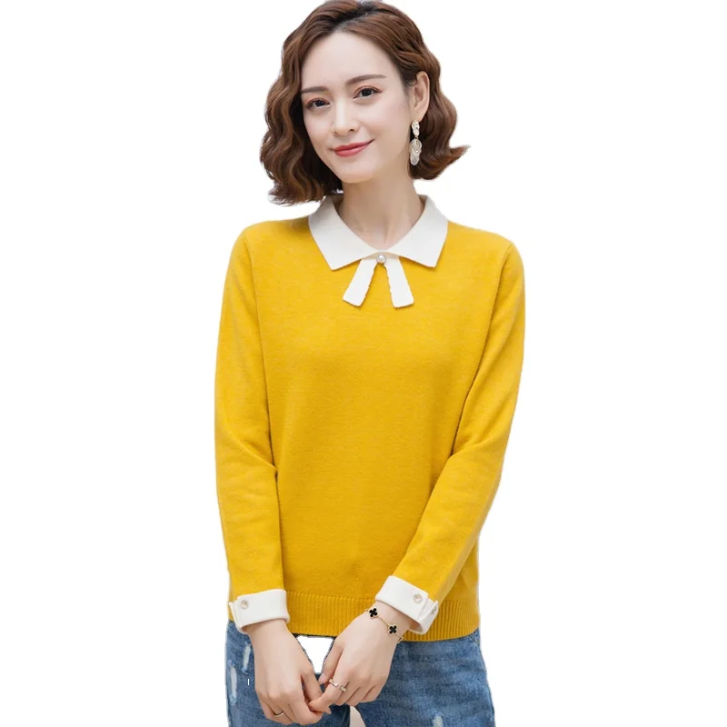 Bowknot lapel cashmere sweater women winter wool pullover sweater women long-sleeved loose solid color sweater women, Many colors are available
Bowknot lapel cashmere sweater women winter wool pullover sweater women long-sleeved loose solid color sweater women, Many colors are available
