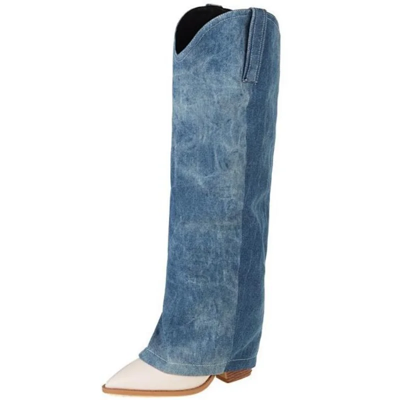 Dropshipping Custom Logo Denim Women's Knee-High Boots Block Heel Ladies Western Style Cowboy Boot
Dropshipping Custom Logo Denim Women's Knee-High Boots Block Heel Ladies Western Style Cowboy Boot