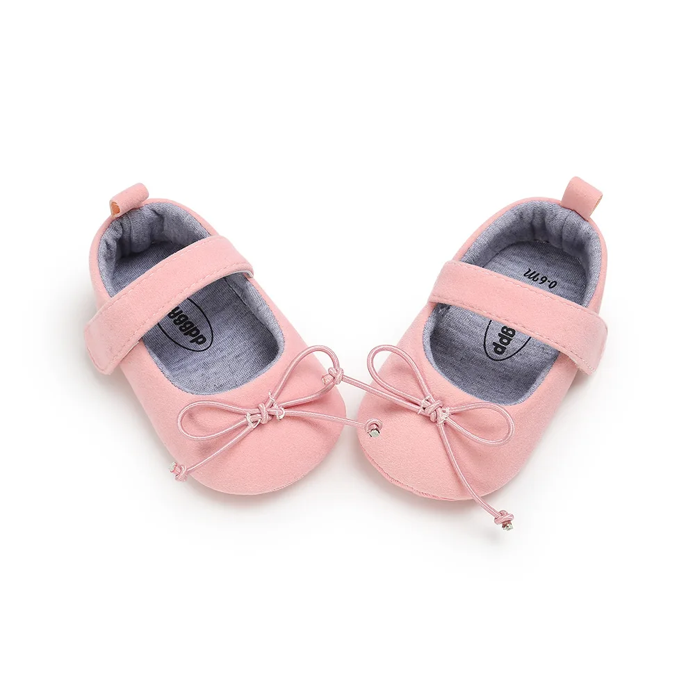 Solid Color Bow-knot Baby Girl Shoes with Flower Baby Walking Shoes factory