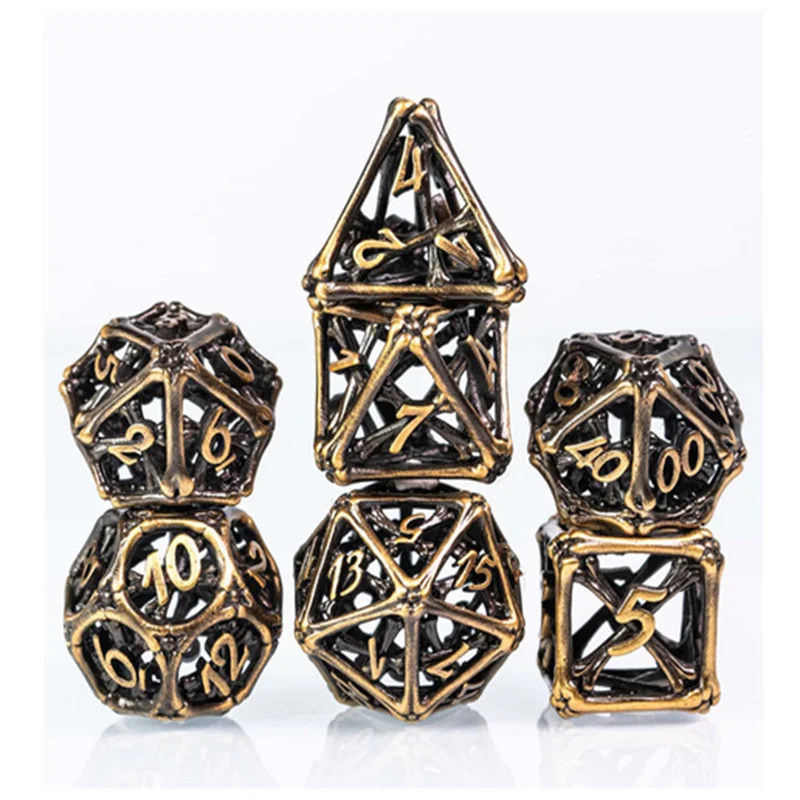 UDIXI Hollow Shield Metal DND Dice Game Dice Dragon Shape Carved Silver And Gold 7Sets For Dungeons and Dragons
UDIXI Hollow Shield Metal DND Dice Game Dice Dragon Shape Carved Silver And Gold 7Sets For Dungeons and Dragons