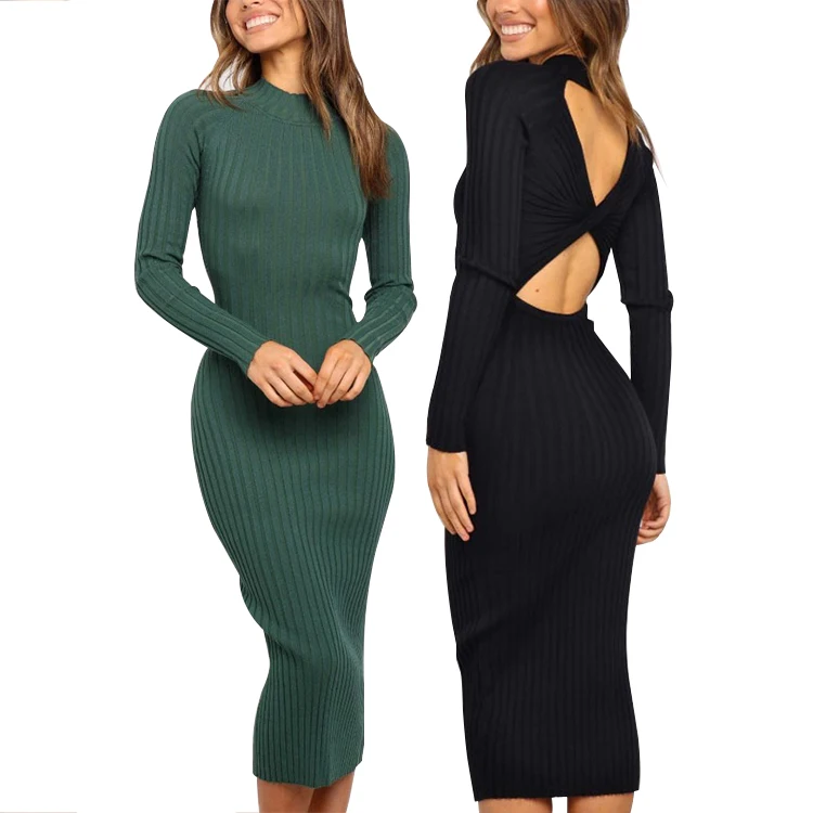 Autumn and winter women's long sleeve sexy fashion elegant ladies long sweater dress, Color option
Autumn and winter women's long sleeve sexy fashion elegant ladies long sweater dress, Color option