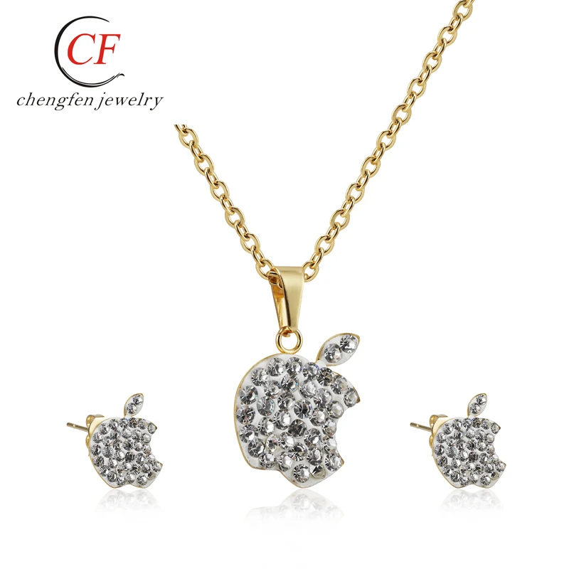 Amazon essential style 18K gold plated apple zircon stainless steel jewelry set with CZ necklace earrings
Amazon essential style 18K gold plated apple zircon stainless steel jewelry set with CZ necklace earrings