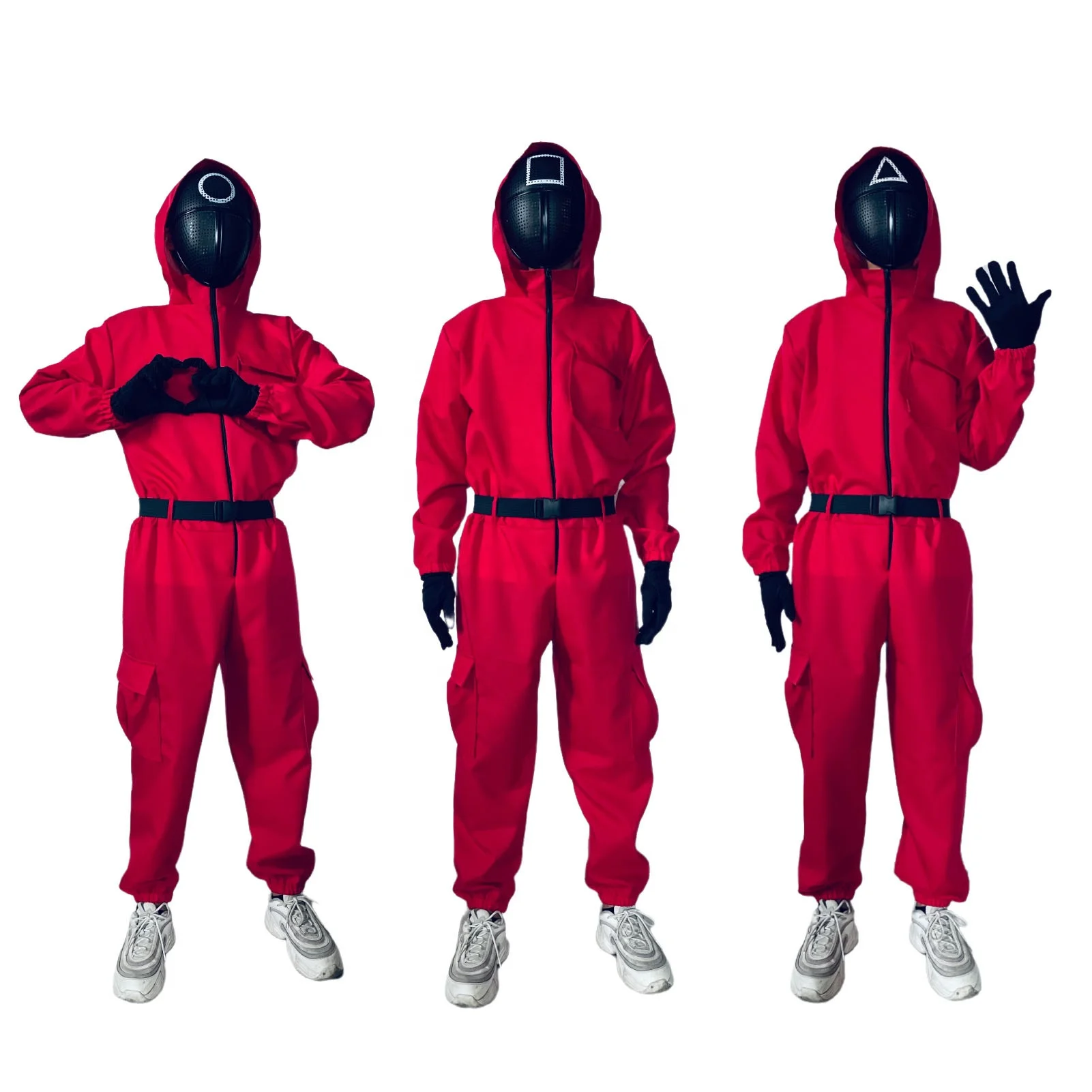 Korean TV Series Squid Game Cosplay Clothes with Face Halloween Costumes Same paragraph red Jumpsuits Squid Game anime Costumes
Korean TV Series Squid Game Cosplay Clothes with Face Halloween Costumes Same paragraph red Jumpsuits Squid Game anime Costumes