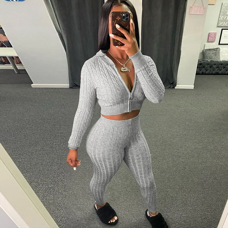 2021 New Arrivals Knitted Zipper Hoodie Cardigan Sweatpants Bodycon Two Pieces Sets Women
2021 New Arrivals Knitted Zipper Hoodie Cardigan Sweatpants Bodycon Two Pieces Sets Women