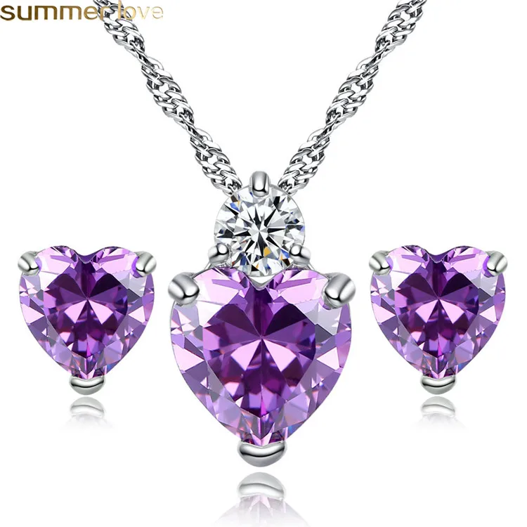Silver Plated Heart Shape Pendant Necklace and Earrings Jewelry Set For Women CZ Bridal Wedding Heart Necklace Earrings Jewelry
Silver Plated Heart Shape Pendant Necklace and Earrings Jewelry Set For Women CZ Bridal Wedding Heart Necklace Earrings Jewelry