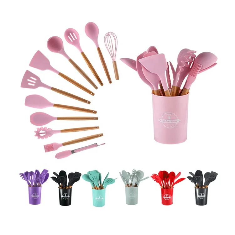 12 Pieces In 1 Set Silicone Kitchen Accessories With Wooden Handles Cooking Tools Kitchenware Kitchen Utensils, 7 colors
12 Pieces In 1 Set Silicone Kitchen Accessories With Wooden Handles Cooking Tools Kitchenware Kitchen Utensils, 7 colors