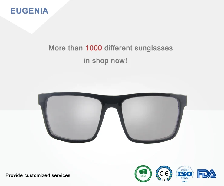 EUGENIA 2020 Gafas De Sol Hombre Unique Custom Color Name Logo Mirror Square Plastic Injection Sunglasses