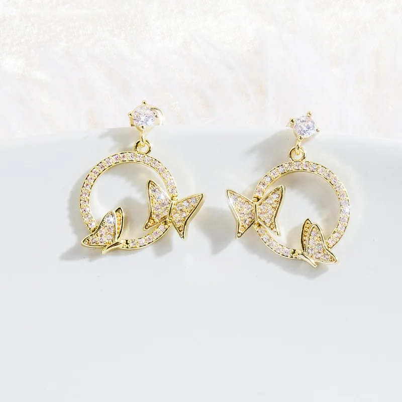 Exquisite Simple Round Zircon Butterfly Earrings Stud Jewelry With S925 Silver Post For Women, Gold
Exquisite Simple Round Zircon Butterfly Earrings Stud Jewelry With S925 Silver Post For Women, Gold