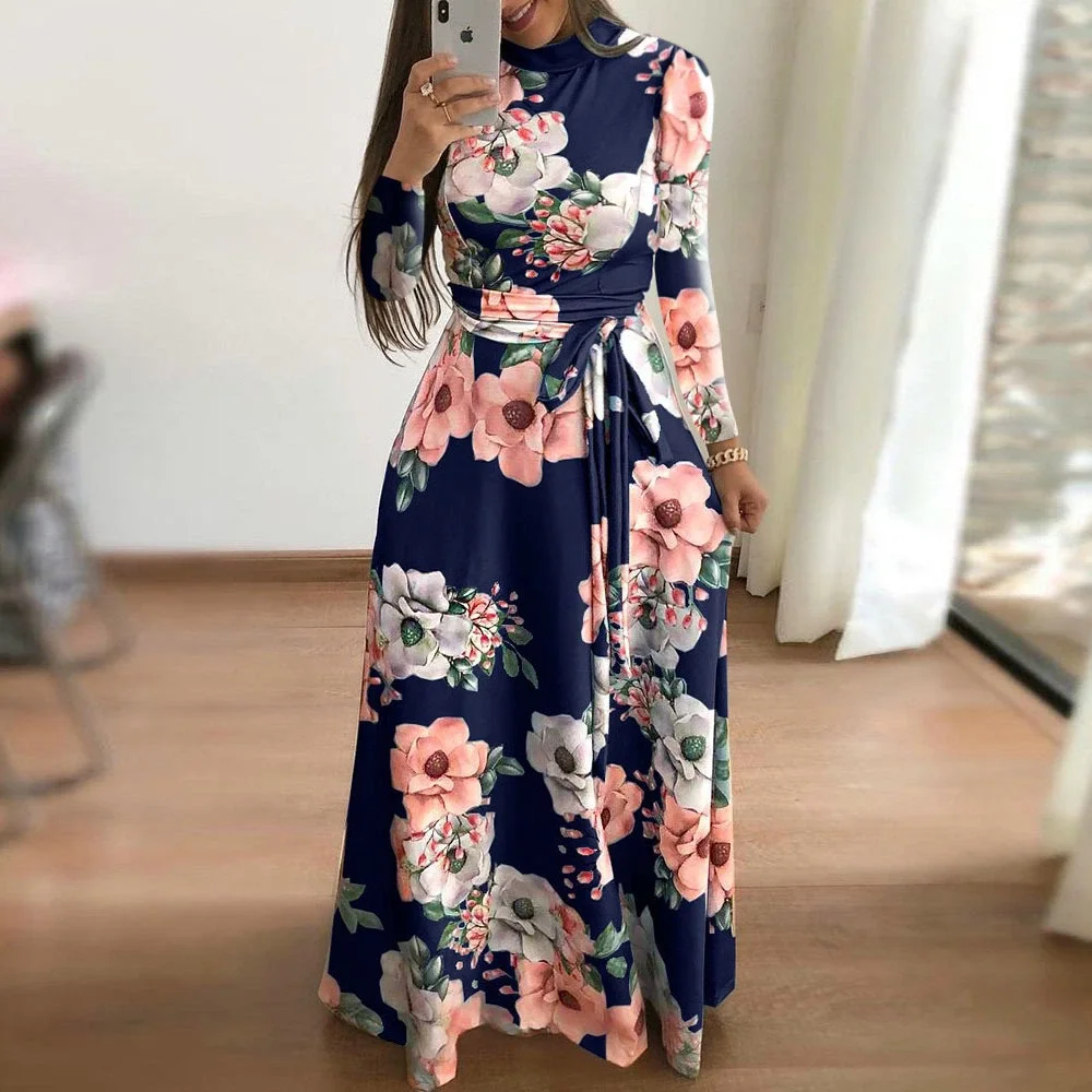 Clothes 2021 Long&short Sleeve Ladies Dress Boho Floral Print Maxi Dress Turtleneck Bandage Elegant Casual Dresses, Customized color
Clothes 2021 Long&short Sleeve Ladies Dress Boho Floral Print Maxi Dress Turtleneck Bandage Elegant Casual Dresses, Customized color