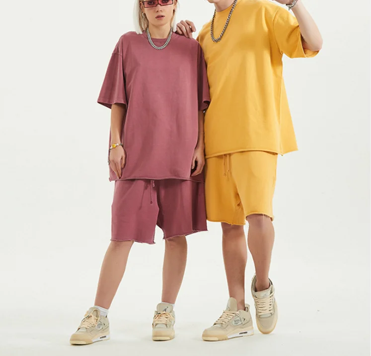 2021 new Hot sale solid plain color custom logo 2pc set wash t shirt, Customized color
2021 new Hot sale solid plain color custom logo 2pc set wash t shirt, Customized color