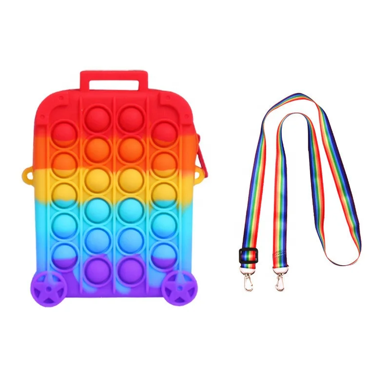 

Free Shipping NewStyle Silicone Fidget Decompression Toy Rainbow Color Bubbles Hand Bag