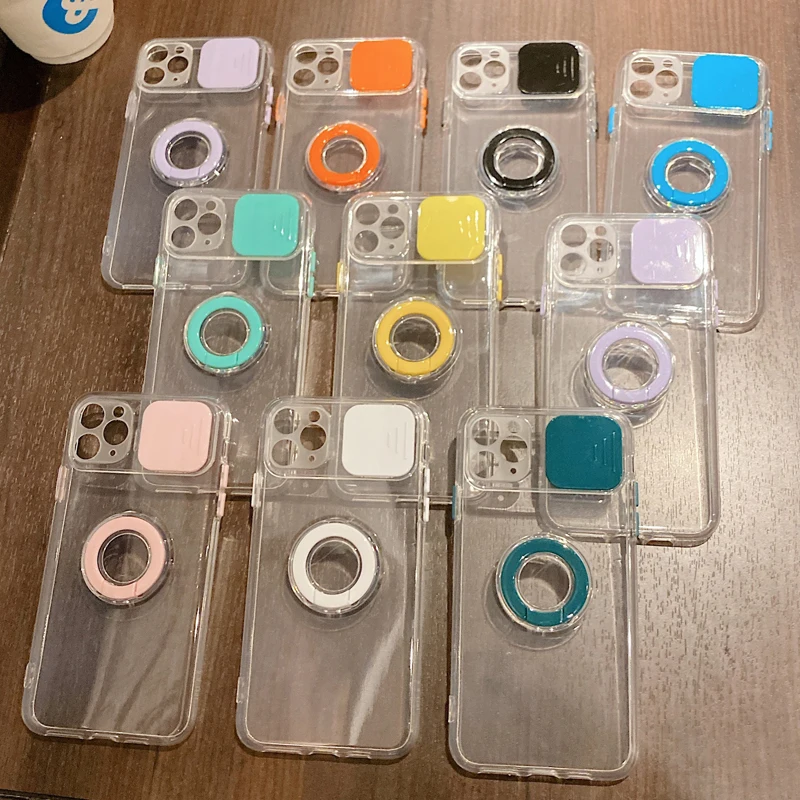 Colorful Sliding Window Camera Lens Protection Clear TPU Phone Case For iPhone 13 12 Pro Max Mini Ring Holder Stand Cover, Mix
Colorful Sliding Window Camera Lens Protection Clear TPU Phone Case For iPhone 13 12 Pro Max Mini Ring Holder Stand Cover, Mix