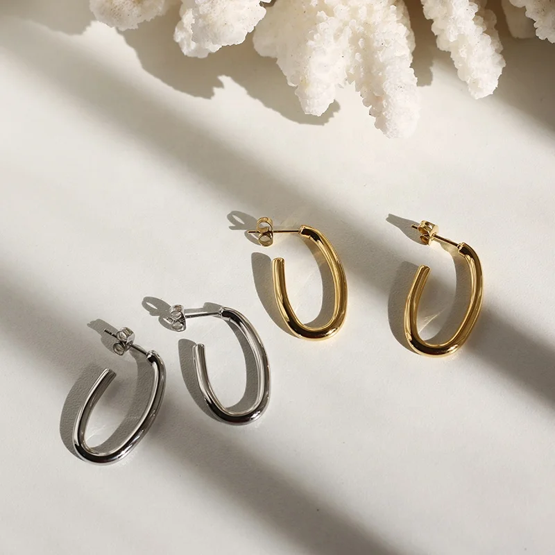 Fashion Jewelry Gold Plated Women Stainless Steel Earring Irregular Oval Hoop Earring, Gold, rose gold, silver
Fashion Jewelry Gold Plated Women Stainless Steel Earring Irregular Oval Hoop Earring, Gold, rose gold, silver