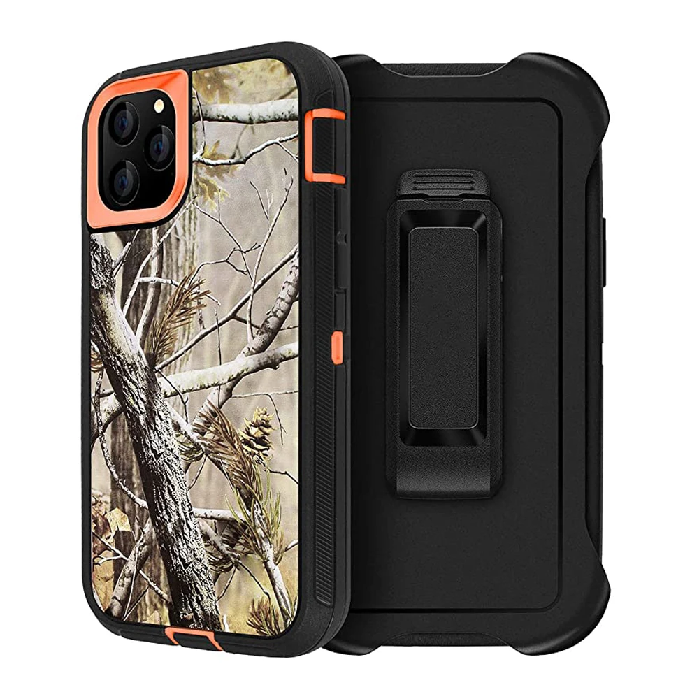 

Camo Defender Case For iPhone 12 Pro Max With Belt Clip Heavy Duty Full-Body Rugged Armor Case Military Grade Protective Cover