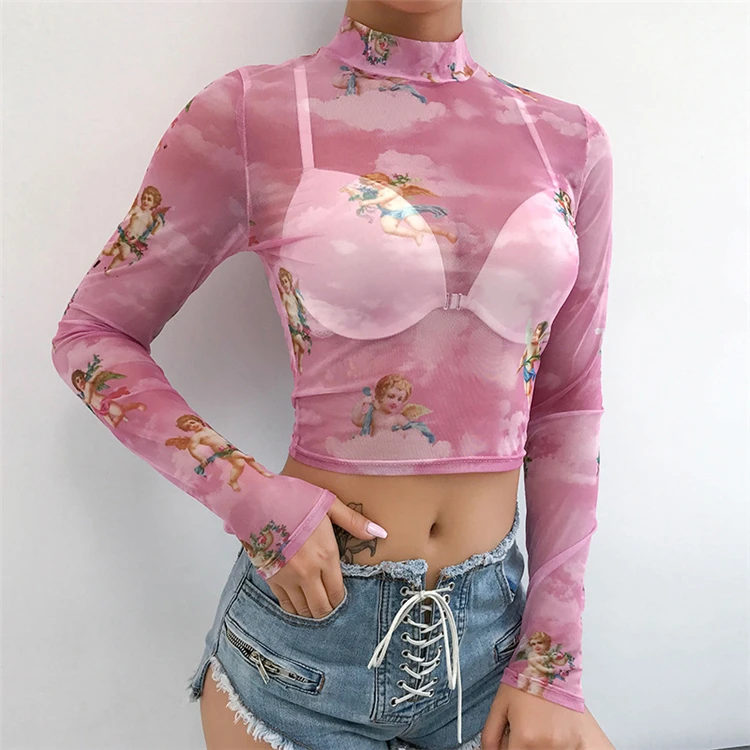 D96464 Hot style 2021 new arrivals woman tops fashionable print women's underwear mesh see-through T-shirt short women's underwe
D96464 Hot style 2021 new arrivals woman tops fashionable print women's underwear mesh see-through T-shirt short women's underwe