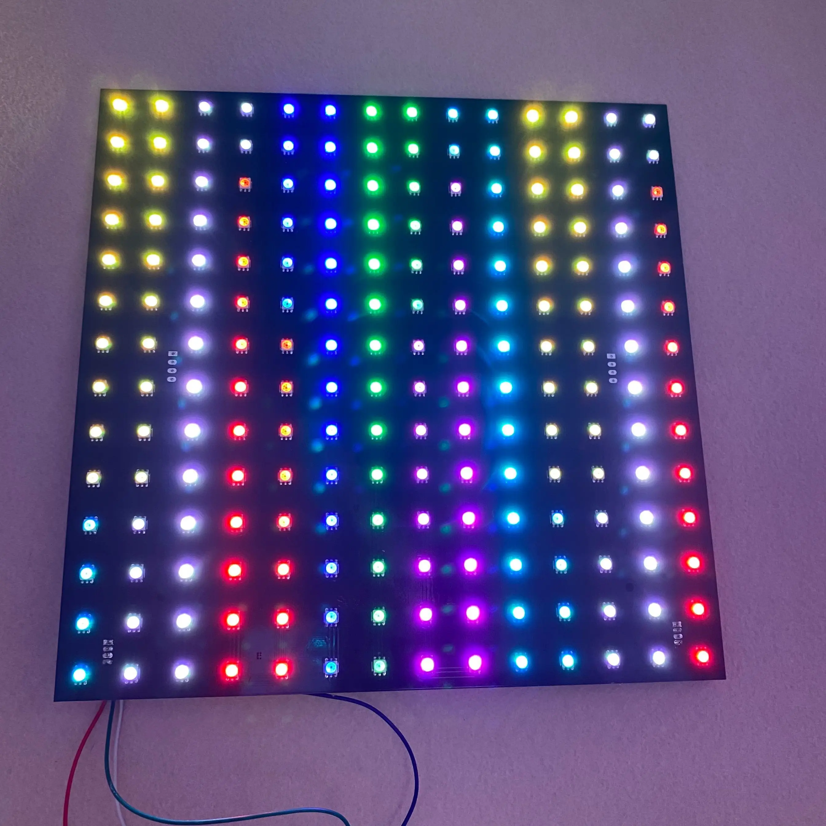 SK9822A(30MHZ) P20mm addressable full color RGB indoor LED Display unit panel,14*14pixels,280mm*280mm;Aluminum plate