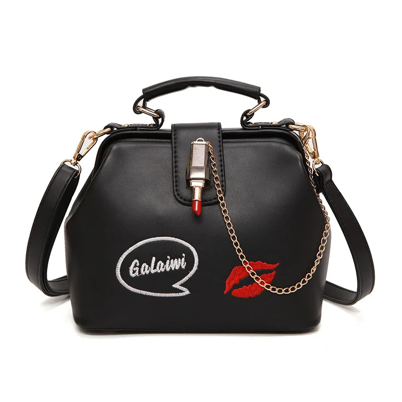 Graffiti Women PU Handbag with Artificial Lipstick Decoration Fashion Shoulder Bag, Black/white/pink
Graffiti Women PU Handbag with Artificial Lipstick Decoration Fashion Shoulder Bag, Black/white/pink