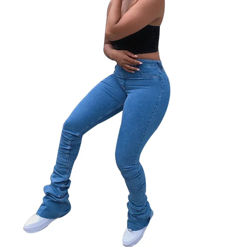 2021 drop shipping plus size women's Ruched Denim Pant Blue High Wait Stacked Pants
2021 drop shipping plus size women's Ruched Denim Pant Blue High Wait Stacked Pants