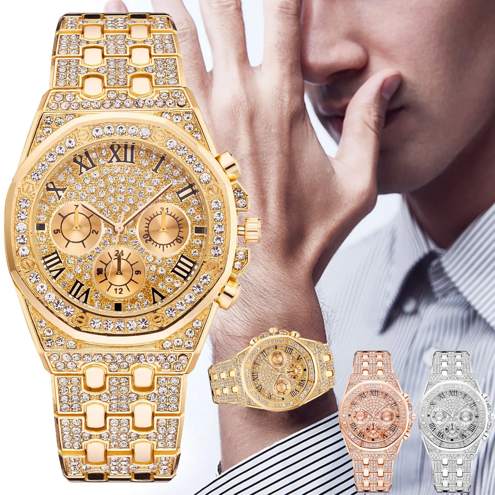 Hot Style Men's Octagonal Rivet Watches Manufacturers Selling Diamond Watch For Men Three-Eye Dial Quartz Watch Jam Tangan, Picture
Hot Style Men's Octagonal Rivet Watches Manufacturers Selling Diamond Watch For Men Three-Eye Dial Quartz Watch Jam Tangan, Picture