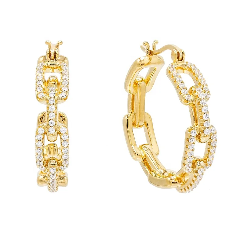 2021 Gold Plated Hip Hop Rock Cz Earring Diamond Cuban Link Chain Shaped Women Girl Big Circle Hoop Chain Earrings, Gold color
2021 Gold Plated Hip Hop Rock Cz Earring Diamond Cuban Link Chain Shaped Women Girl Big Circle Hoop Chain Earrings, Gold color