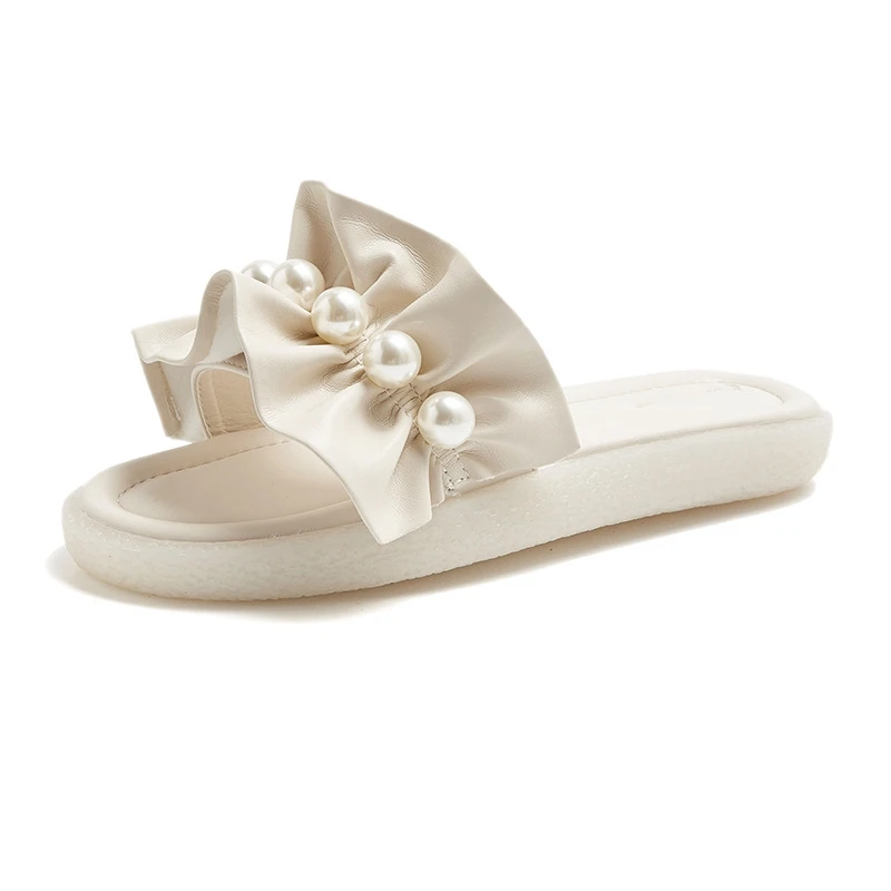New Design Trending Soft Slippers Pleated Lace Outdoor Slides Slippers, As picture
New Design Trending Soft Slippers Pleated Lace Outdoor Slides Slippers, As picture