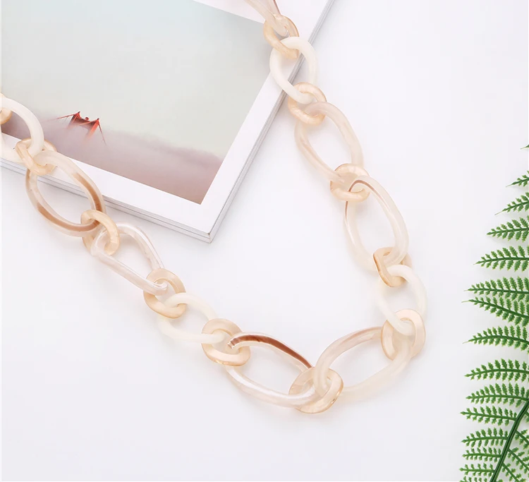 2020 Trendy Irregular shape resin long chain jewellery for women custom acrylic link necklace