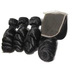 wholesale loose wave virgin hair bundles free sample 100% brazilian human hair weave 3 bundles with 1 closure
