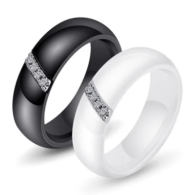 Simple Design Shiny Crystal Eternity Wedding Ring Black White Wide Ceramic Band Rings for Women
Simple Design Shiny Crystal Eternity Wedding Ring Black White Wide Ceramic Band Rings for Women