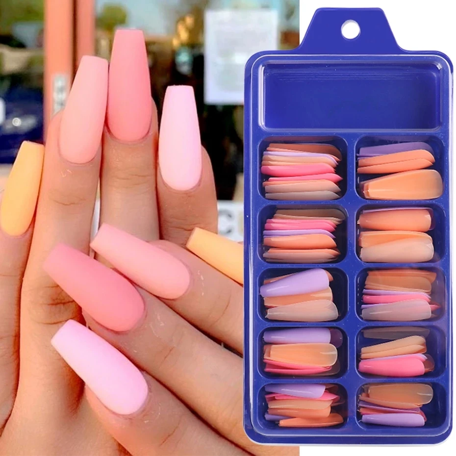 100pcs/box Long ABS Ballerina Fake Nails Tips Candy Colors Full Cover Natural Nail Art Coffin Press On Nail Art DIY, Multi color
100pcs/box Long ABS Ballerina Fake Nails Tips Candy Colors Full Cover Natural Nail Art Coffin Press On Nail Art DIY, Multi color