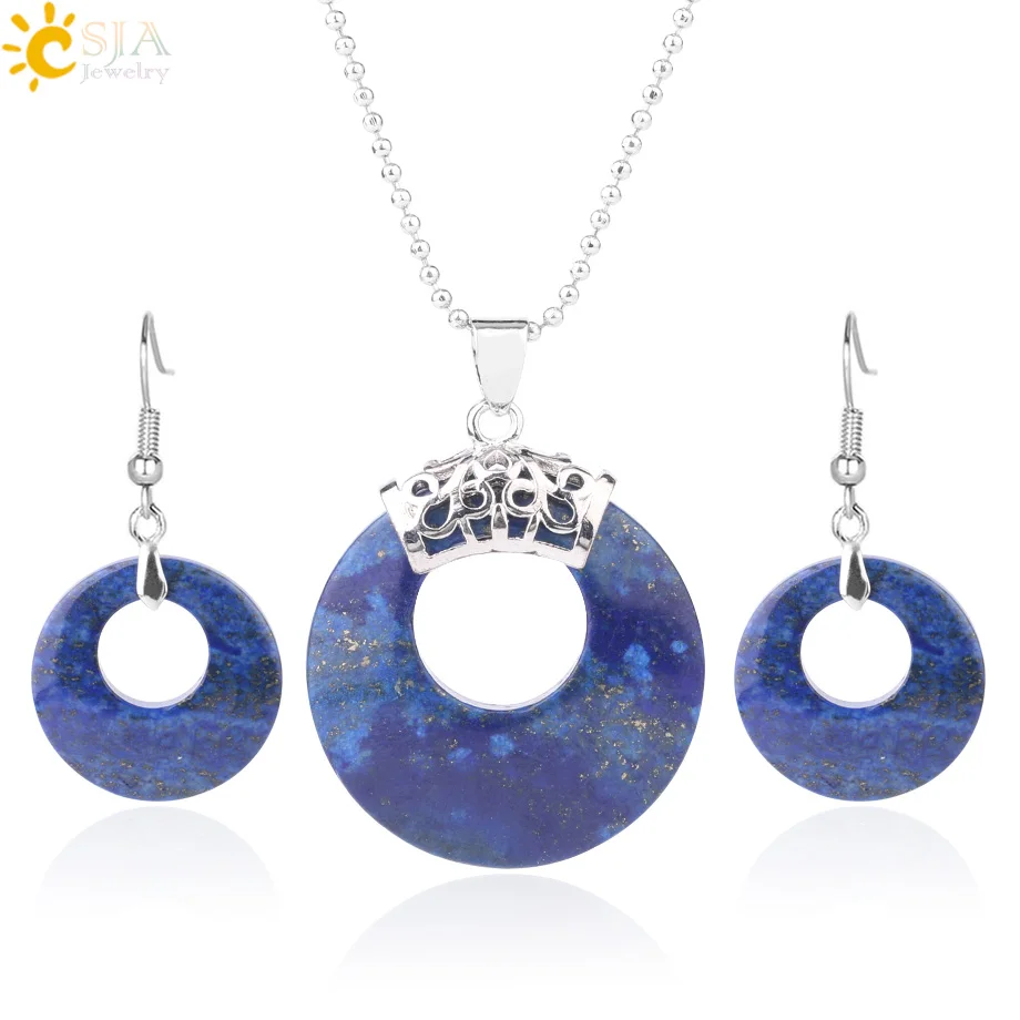 CSJA wholesale real natural lapis stone jewelry set drop earrings and round bead pendant necklace set for women F615
CSJA wholesale real natural lapis stone jewelry set drop earrings and round bead pendant necklace set for women F615