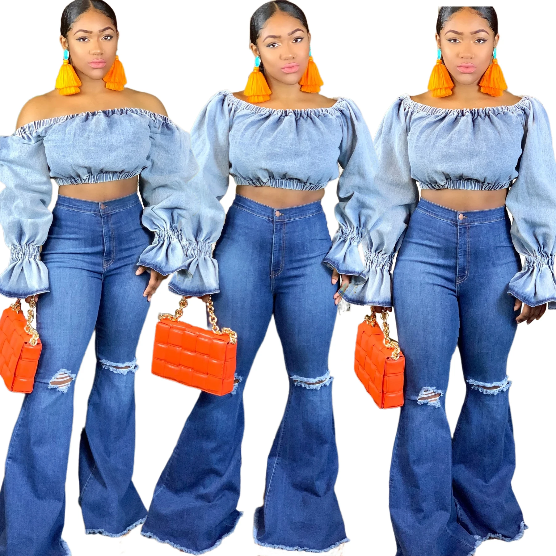 HSF2302 2020 high waist women ripped plus size flare jeans pants hole flared denim pants casual blue women bell bottom jeans
HSF2302 2020 high waist women ripped plus size flare jeans pants hole flared denim pants casual blue women bell bottom jeans