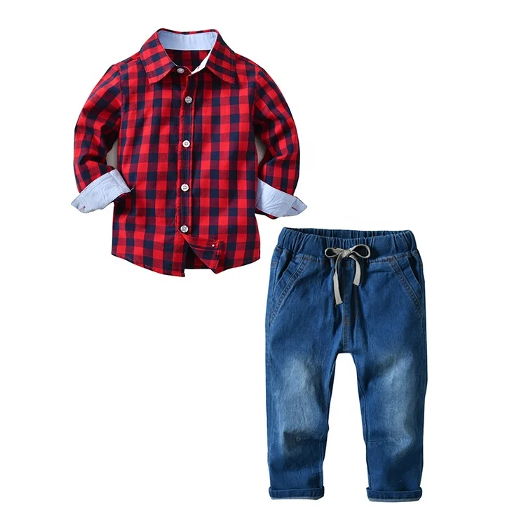 Fall Children's Clothing Set for 1-7 Years Red and Black Checked Shirt Jeans 2 Pieces Kids Casual Suits Boys Long Sleeve Outfits, Could be customized as required
Fall Children's Clothing Set for 1-7 Years Red and Black Checked Shirt Jeans 2 Pieces Kids Casual Suits Boys Long Sleeve Outfits, Could be customized as required