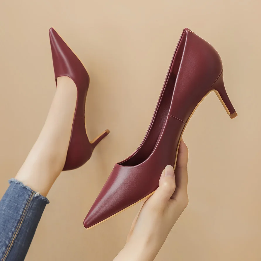 Custom wholesale high quality women pointed shoes brand high heels and pump for women, Wine red/black/brown
Custom wholesale high quality women pointed shoes brand high heels and pump for women, Wine red/black/brown