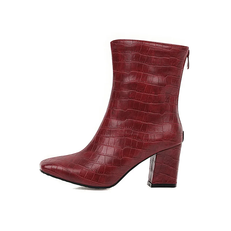 New Winter Square head Side Zipper High heels Women's commuter boots, Black/red/white/green/brown
New Winter Square head Side Zipper High heels Women's commuter boots, Black/red/white/green/brown