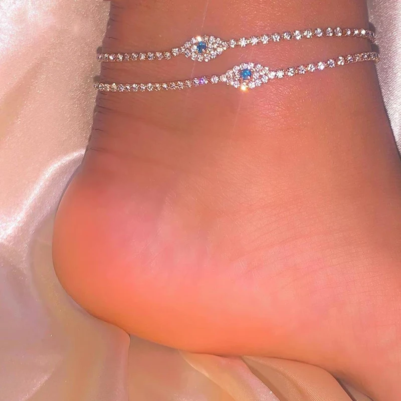 Crystal Wvil Blue Evil Eyes Anklet for Women Tennis Charm Rhinestone Ankle Bracelets wholesale Sample, Silver gold
Crystal Wvil Blue Evil Eyes Anklet for Women Tennis Charm Rhinestone Ankle Bracelets wholesale Sample, Silver gold