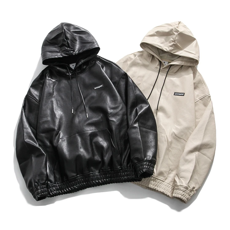 Fashion Men Jacket Hoodie Faux Leather Pullover Cool Pu Leather Hoodie Black Unisex Hoodies
Fashion Men Jacket Hoodie Faux Leather Pullover Cool Pu Leather Hoodie Black Unisex Hoodies