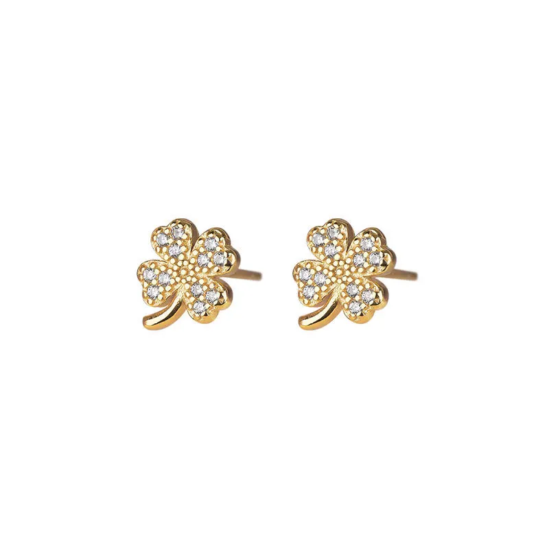 Hot selling 925 sterling silver full diamond four leaf clover earrings gold plated earrings, Picture
Hot selling 925 sterling silver full diamond four leaf clover earrings gold plated earrings, Picture